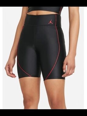 Jordan Women’s Black Tight Fit Bike Shorts with Red Trim Size XS